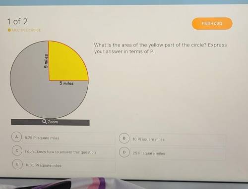 What is the area of the yellow part of the circle? express your answer in terms of pi.​