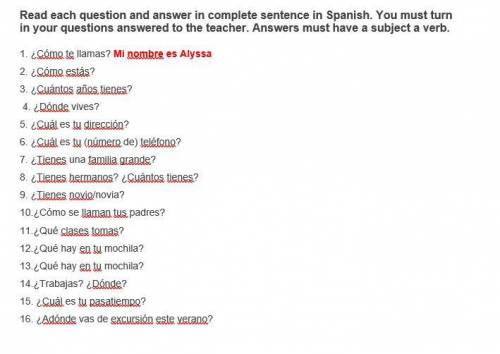 Please help me with my Spanish 1 questions!!