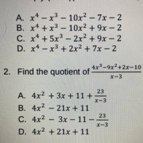 Find the quotient of 4x^3 -9x^2 + 2x-10 / x-3