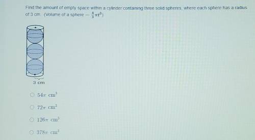Please help!

Find the amount of empty space within a cylinder containing three solid spheres, whe
