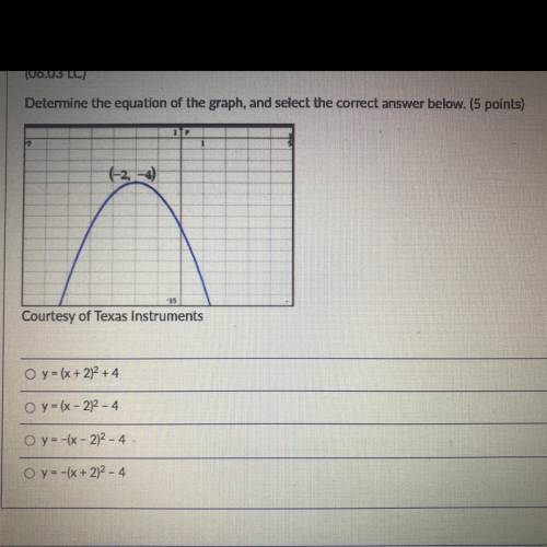 Determine the equation of the graph, and select the correct answer below. (5 points)

Courtesy of