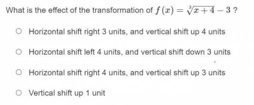 What is the effect of the transformation of f(x) = 3/x+4-3 (picture attached)

Horizontal shift ri