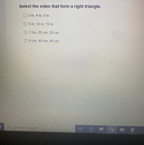 HELP ASAP Which sides form a right triangle?.