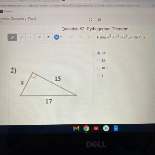 Question #2: Pythagorean Theorem