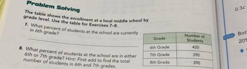 The table shows the enrollment at a local middle school by grade level. Use the table for exercises