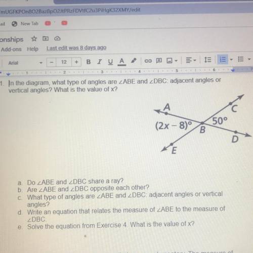 In the diagram, what type of angles are
vertical angles? What is the value of x? Select one