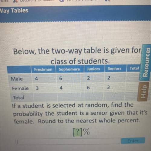 If a student is selected at random find the probability the student is a senior given that it's a f