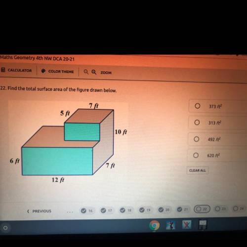 22. Find the total surface area of the figure drawn below. pls help me