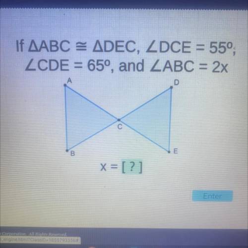 If abc is parallel to dec=55 cde=65 and abc=2x