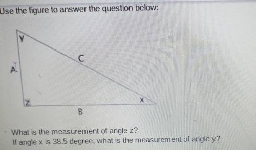 If angle x is 38.5 degrees, what is the measurement of angle y?​