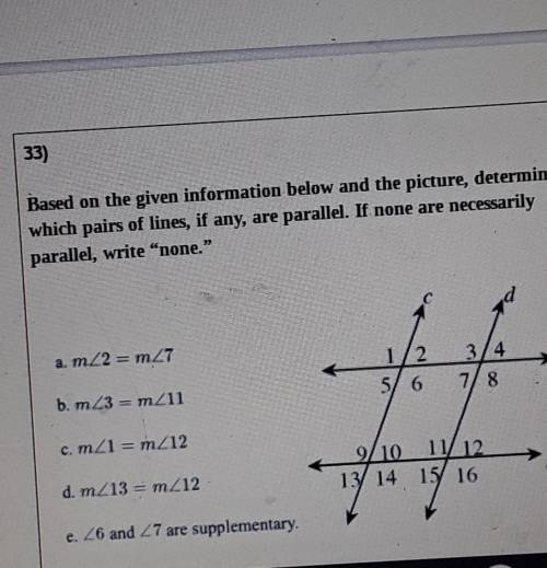 Based on the given information below and the picture, determine which pairs of lines, if any, are p