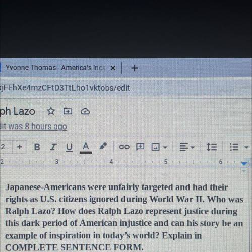 Japanese-Americans were unfairly targeted and had their

rights as U.S. citizens ignored during Wo