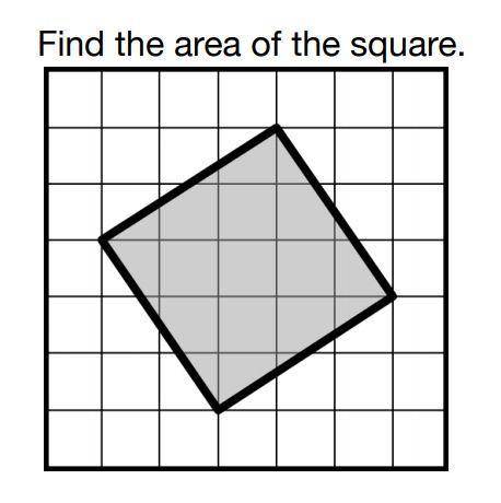 Find the area of the square below