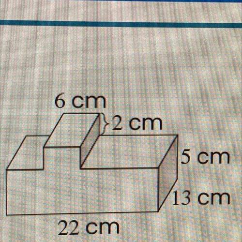 This figure is made up of two rectangular prisms what is the volume of the figure.