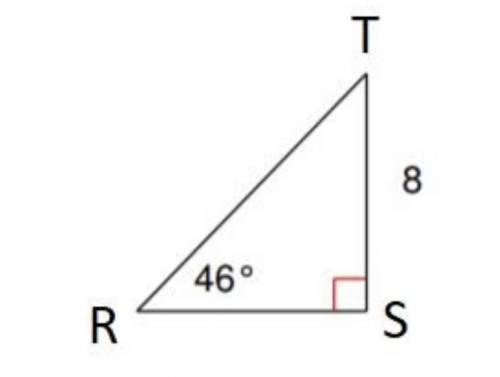 PART 1:

In the diagram below, ΔRST is a right triangle, write the equation you would use to solve