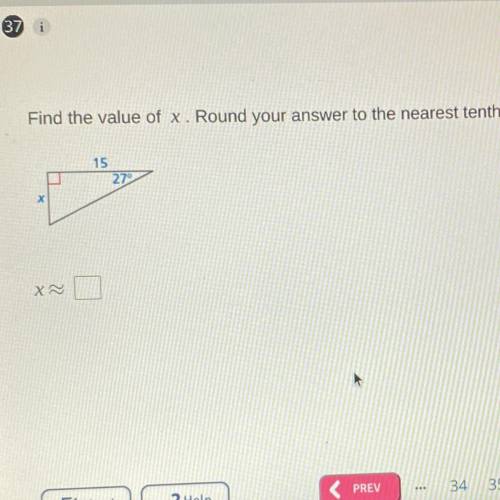 Find the value of x Round your answer to the nearest tenth.