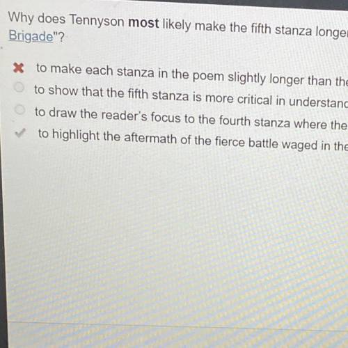 Why does Tennyson most likely make the fifth stanza longer than the third stanza of The Charge of