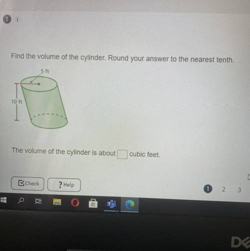 Volume of cylinder round to the nearest 10th