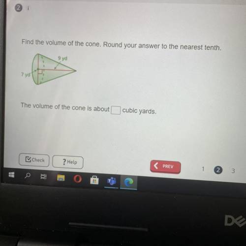 Volume of cone round to the nearest 10th