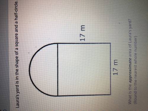 Laura's yard is in the shape of a square and a half-circle. What is the approximate area of Laura's