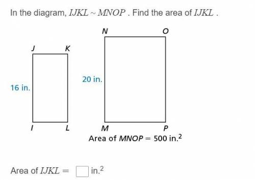 In the diagram, IJKL MNOP . Find the area of IJKL