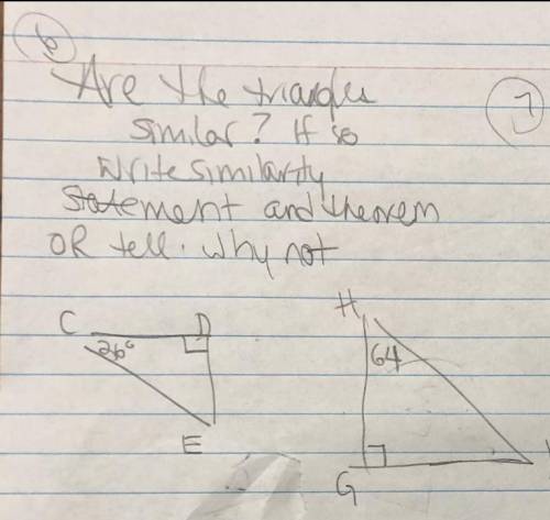 Are the triangles similar? if so, write the similarity statement and theorem or tell why not