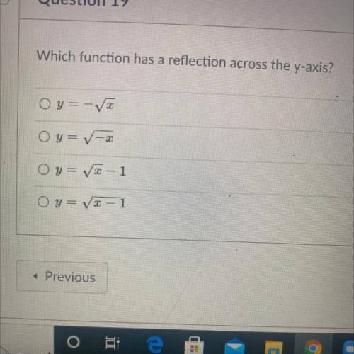 Which function has a reflection across the y -axis