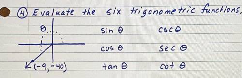 Evaluate the six trigonometric functions.