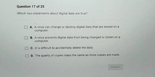Which two statements about digital data are true? ter​
