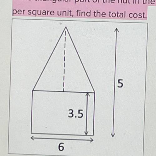 If the triangular part of the hut in the figure is to be painted at $2 per square unit, find the to