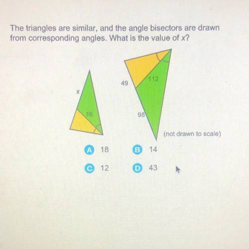 The triangles are similar, and the angle bisectors are drawn

from corresponding angles. What is t