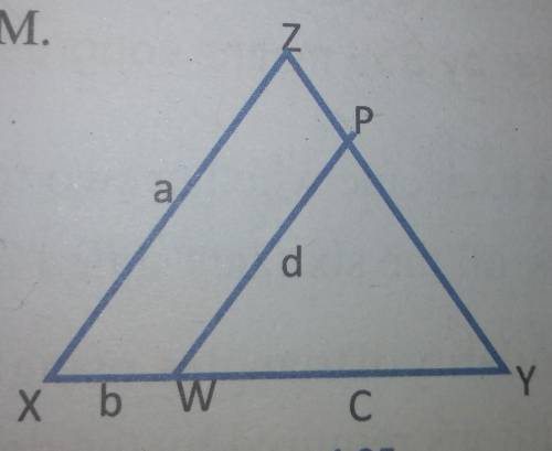 7. if angle XYZ- angle WYP,express d in terms of a, b and c.​