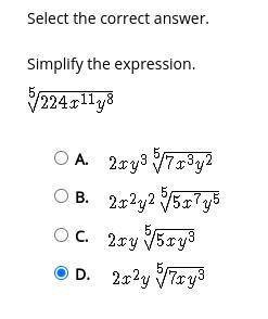 Select the correct answer. Simplify the expression.
(see the screenshot)