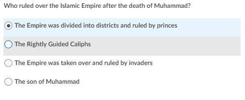 Who ruled over the Islamic empire after the death of Muhammad