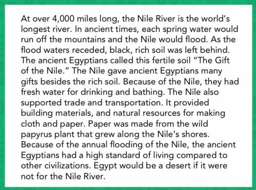 Paraphrase this passage about the Nile River.

pls help due today :''( 
no mfkn links plsss
n don'