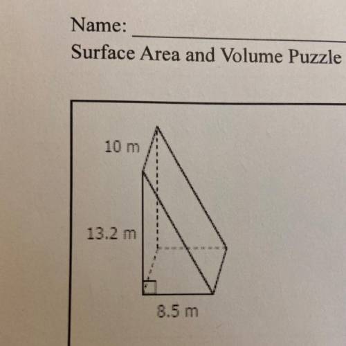 What is the surface area and volume of this triangular prism?