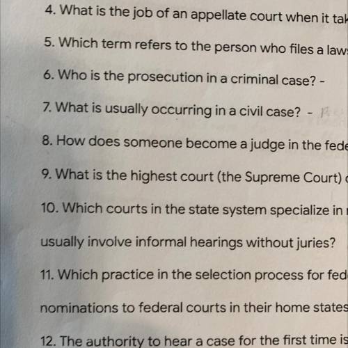 Please only answer 6 and 7 this is also found on US Dual Court System: Benchmarks 3.8 and 3.10 test