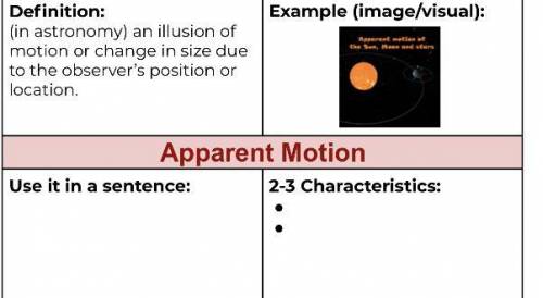 Apparent motion in a sentence (astronomy