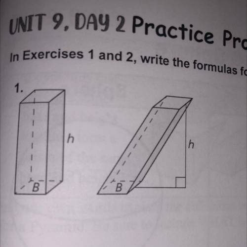 Write the formulas for the volumes of the rectangle prisms 
PLEASE HELPP!