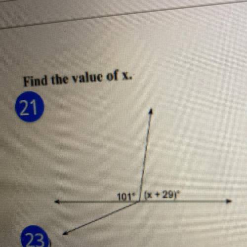 Find the value of x.
101 x +29