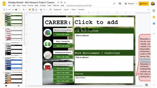 Mini-Research Project | Careers plz help no links n