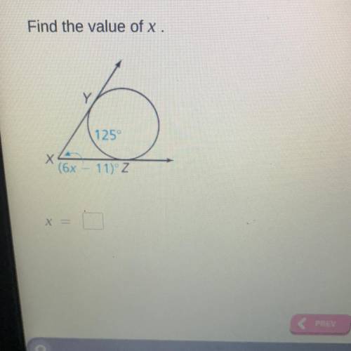 Find the value of x.
Y
125
Х
(62
11) Z
PLEASE HELP QUICK