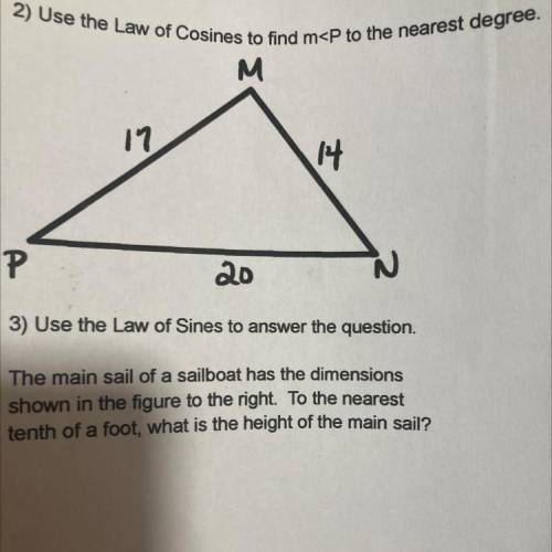 Use the law of cosines to find m