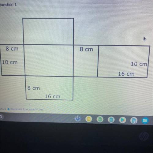 What is the surface area of the rectangular prism shown by the net?
