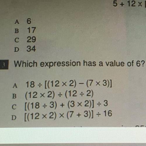 3. Which expression has a value of 6