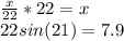\frac{x}{22} *22=x\\22sin(21)=7.9