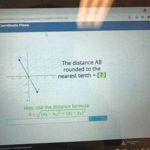 The distance AB rounded to the nearest tenth