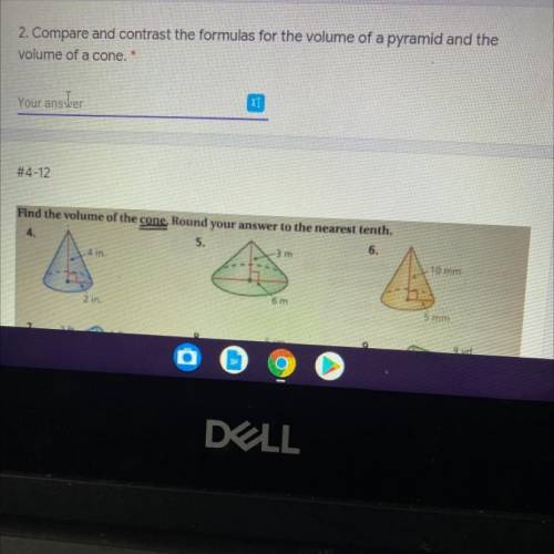 Compare the formula for the volume of a pyramid and the volume of a cone