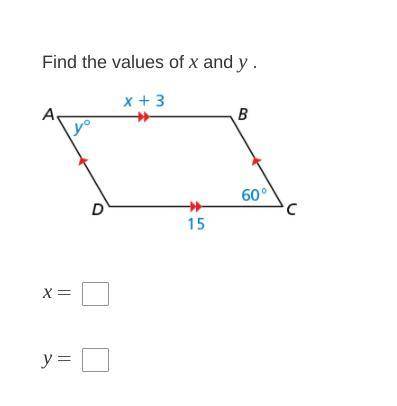 FInd the values of x and y.
