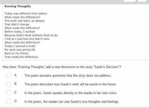 How does “Evening Thoughts” add a new dimension to the story “Sarah’s Decision”?